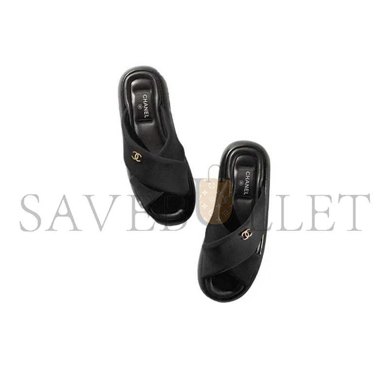 CHANEL MULES FABRIC BLACK G38864 X56508 94305 